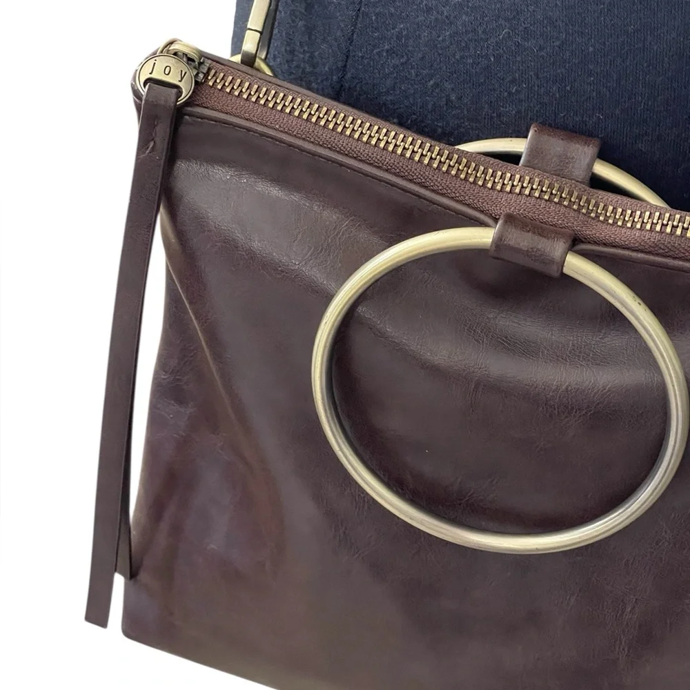 Joy Susan Amelia Ring Brown Vegan Leather Shoulder Crossbody Bag Removable Strap